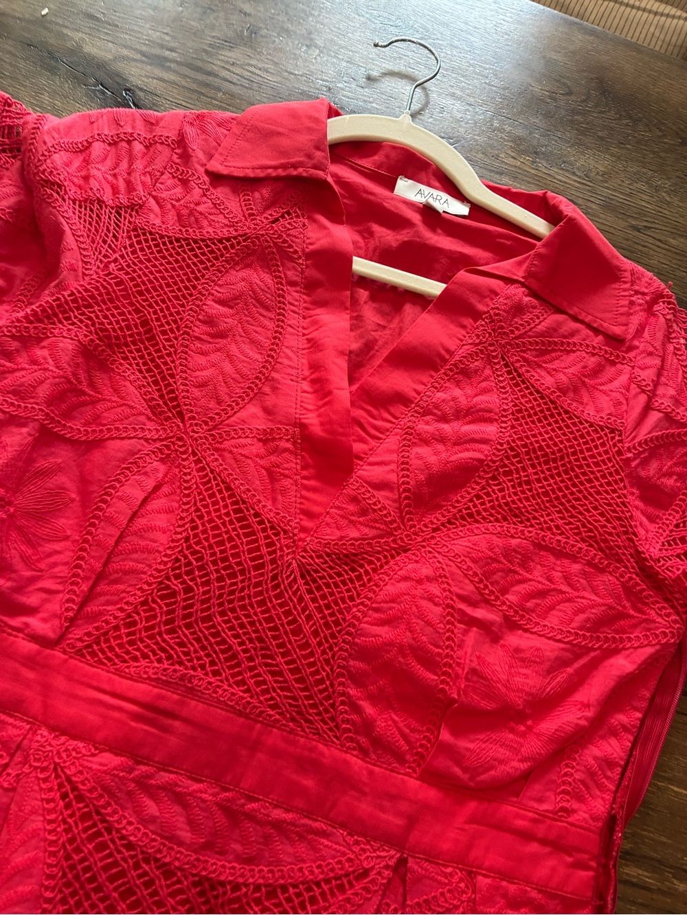 Red Lace Fit-and-Flare Dress - Picture 3 of 5